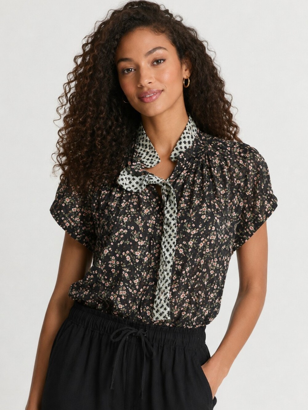 Sundays By We Are Sundays Leah Gingham Floral Print Button Down Shirt Size Small